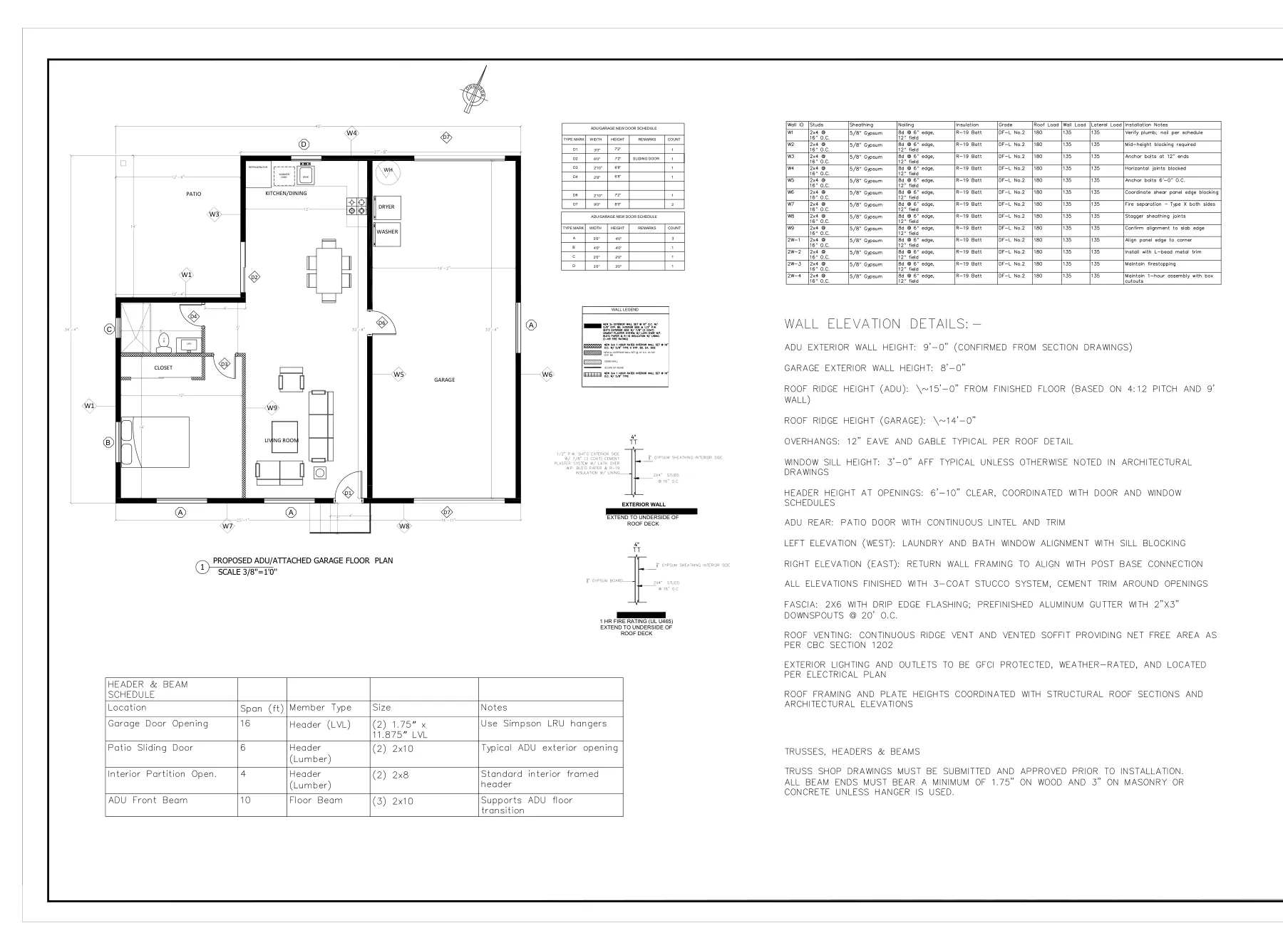 ADU with New Detached Garage - Floor joist plan · 2