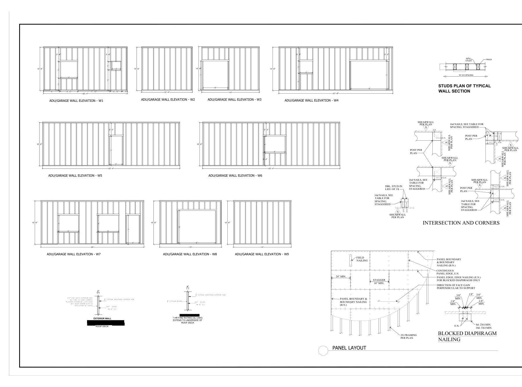 ADU with New Detached Garage - ADU wall elevations · 3
