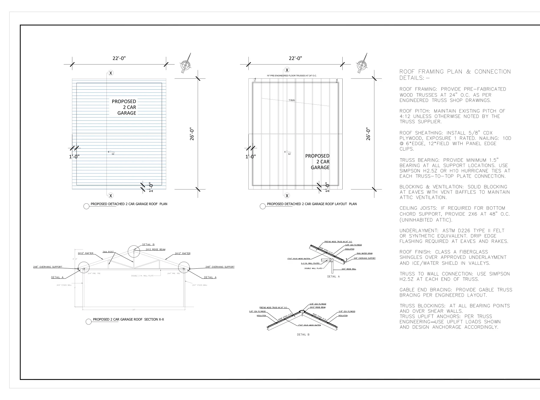 ADU with New Detached Garage - 2-car garage roof framing · 7