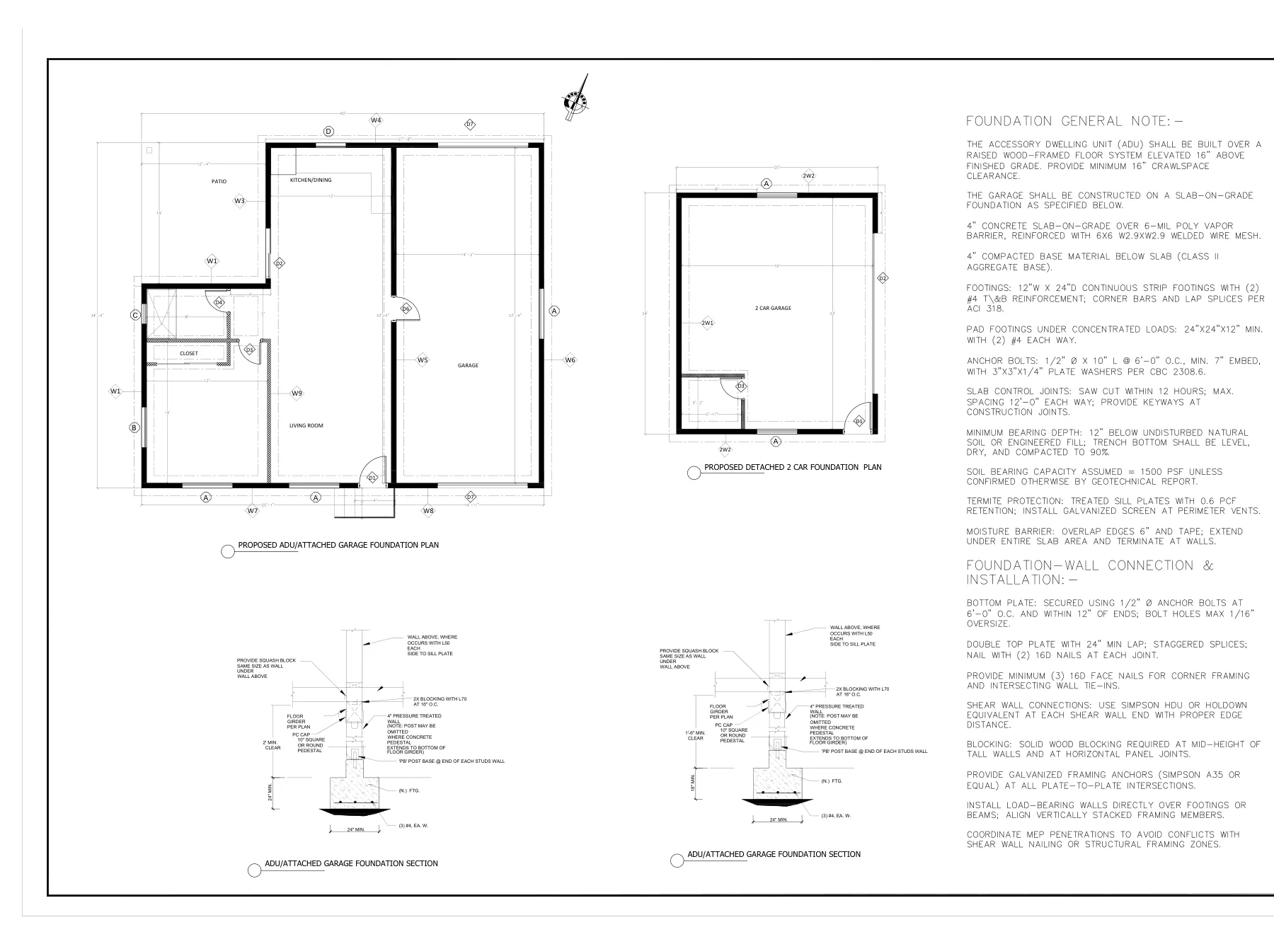 ADU with New Detached Garage - Foundation plan · 8