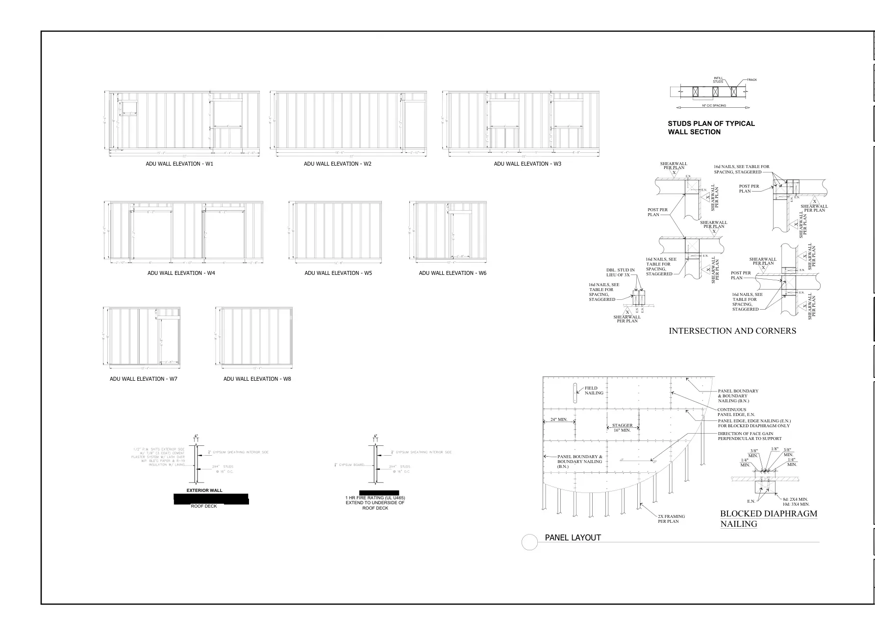 Attached ADU Above Existing Garage - ADU wall elevations · S-2