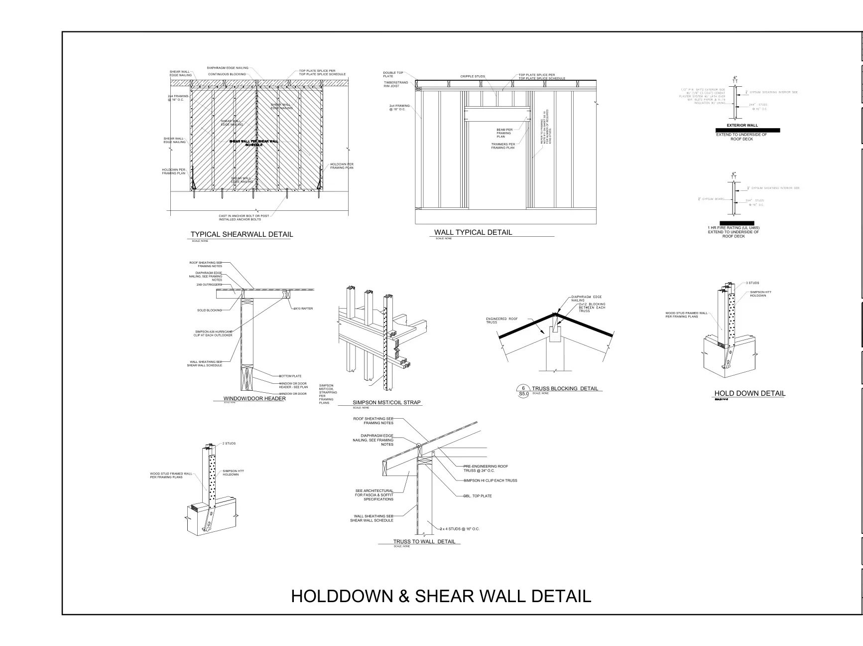 Attached ADU Above Existing Garage - Shear wall details · S-3