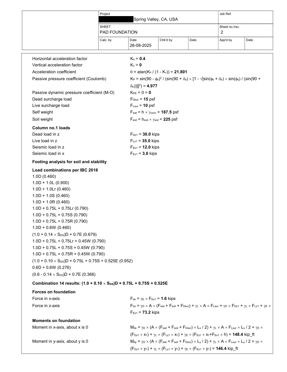 New Attached ADU Above Existing JADU - Calculation sheet (Tekla Tedds)