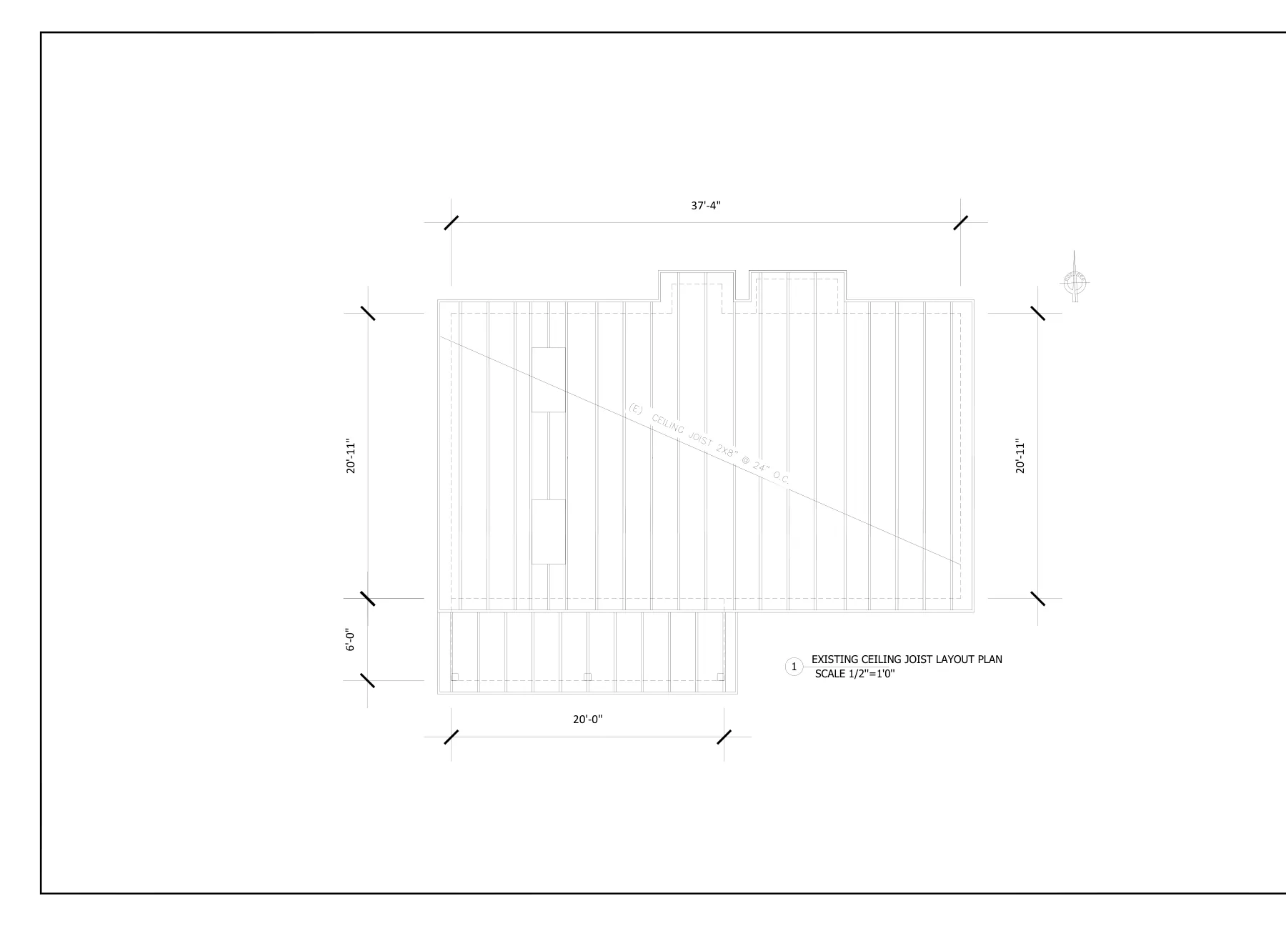 Art Studio to ADU Conversion - Existing ceiling joist layout · S-3.1