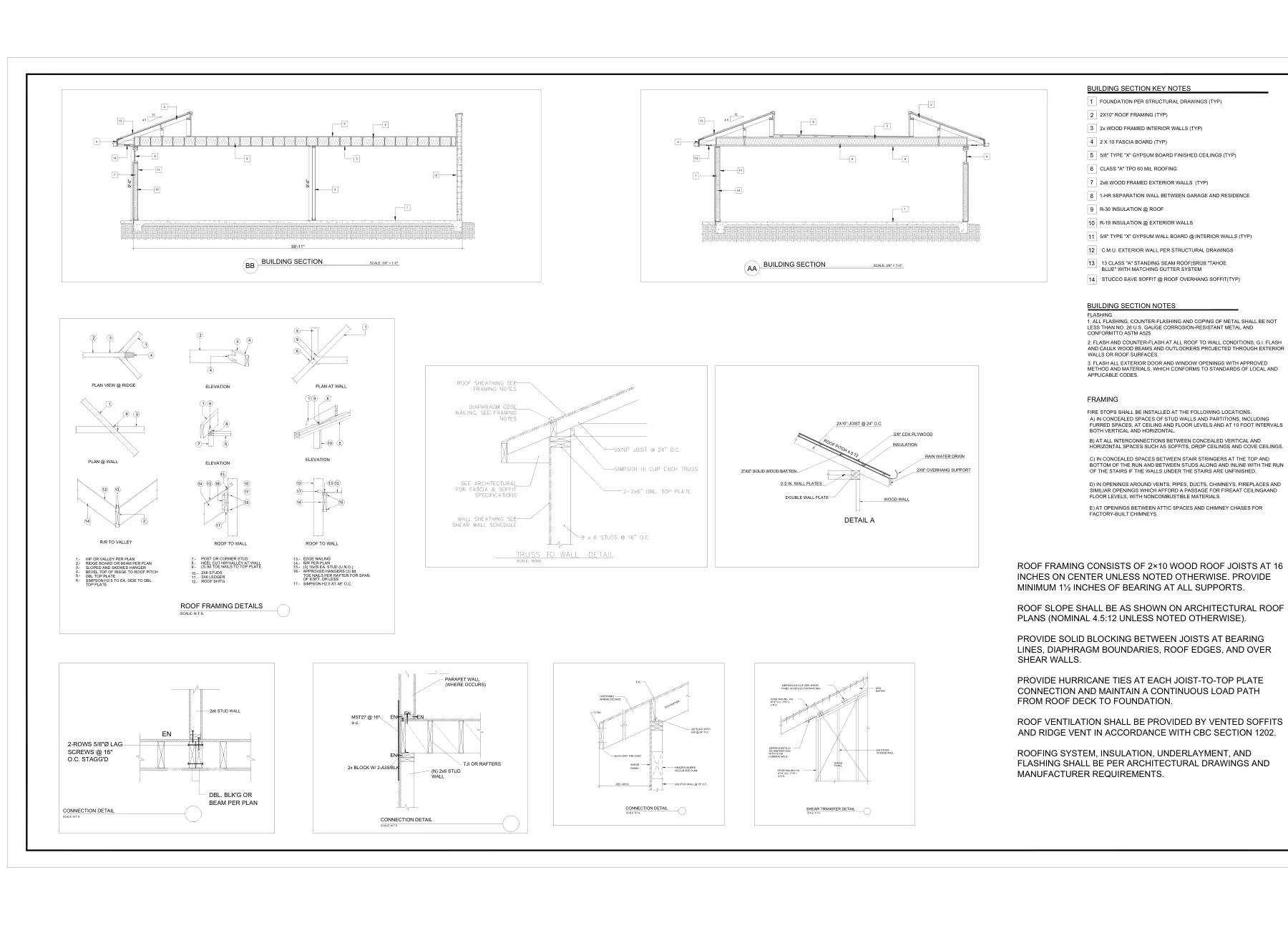 Campus Storage Building with CMU Wall - Roof framing details · S-5