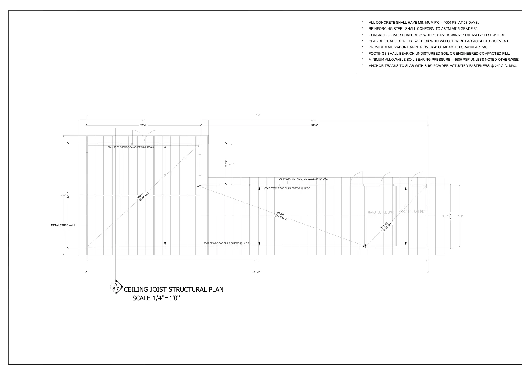 Cold-Formed Steel Ceiling & Wall Framing - Ceiling joist layout · S-4