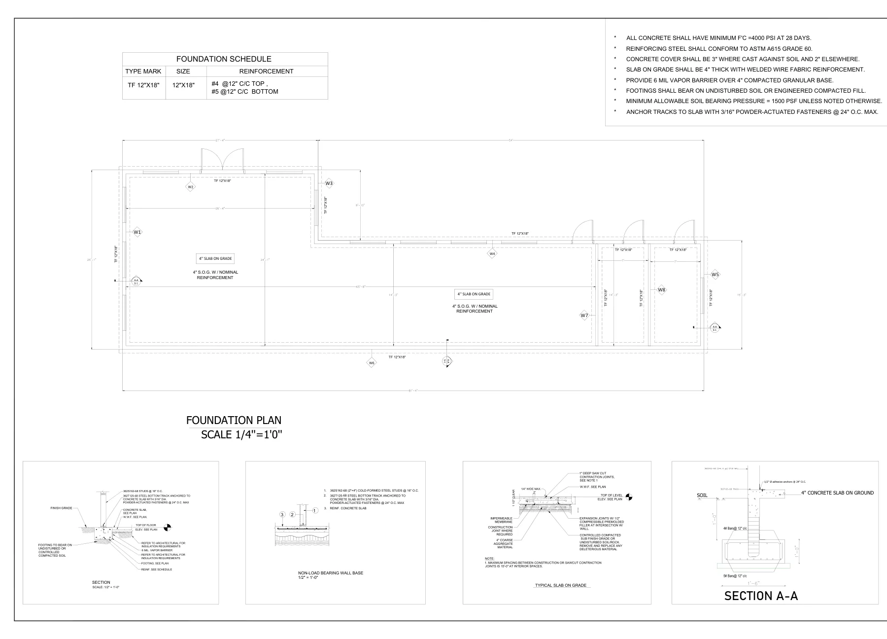 Cold-Formed Steel Ceiling & Wall Framing - Foundation plan · S-1