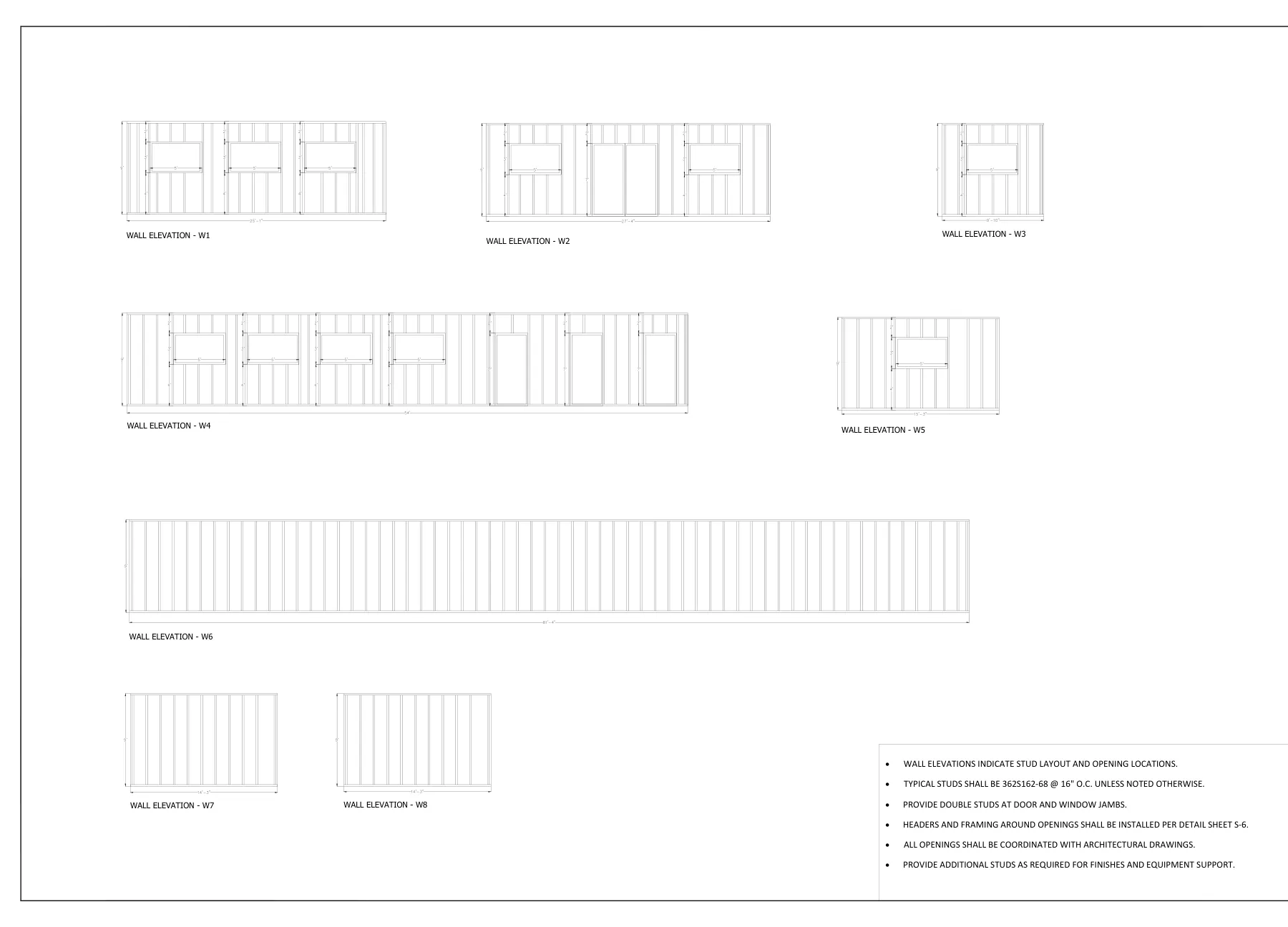 Cold-Formed Steel Ceiling & Wall Framing - Wall elevations · S-5