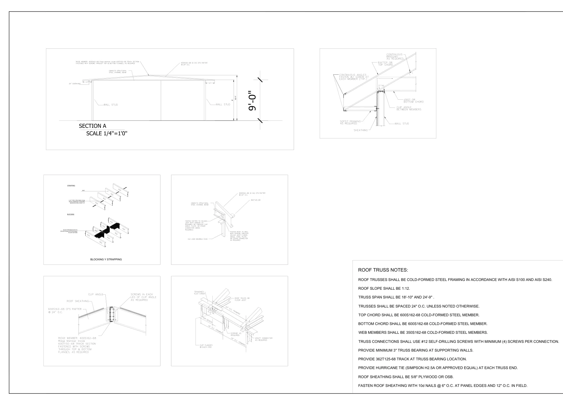 Cold-Formed Steel Ceiling & Wall Framing - Ceiling / roof framing details · S-7