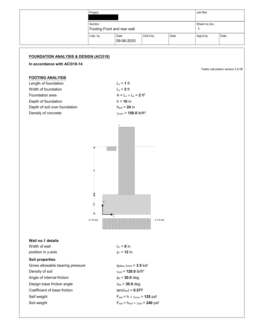 Container Coffee Stand — CFS Walls & Footings - Calculation · front / rear wall strip footing