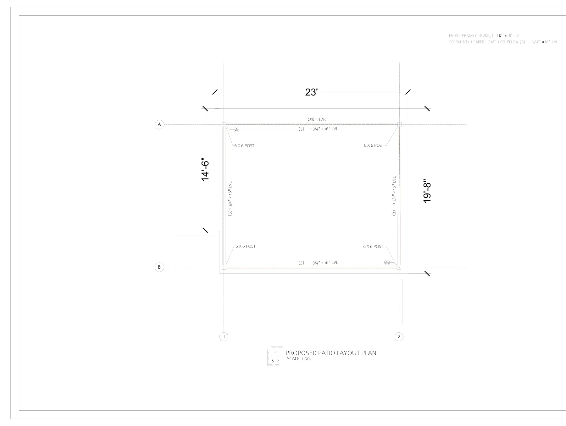 Covered Patio Addition with LVL Beams - Patio layout plan