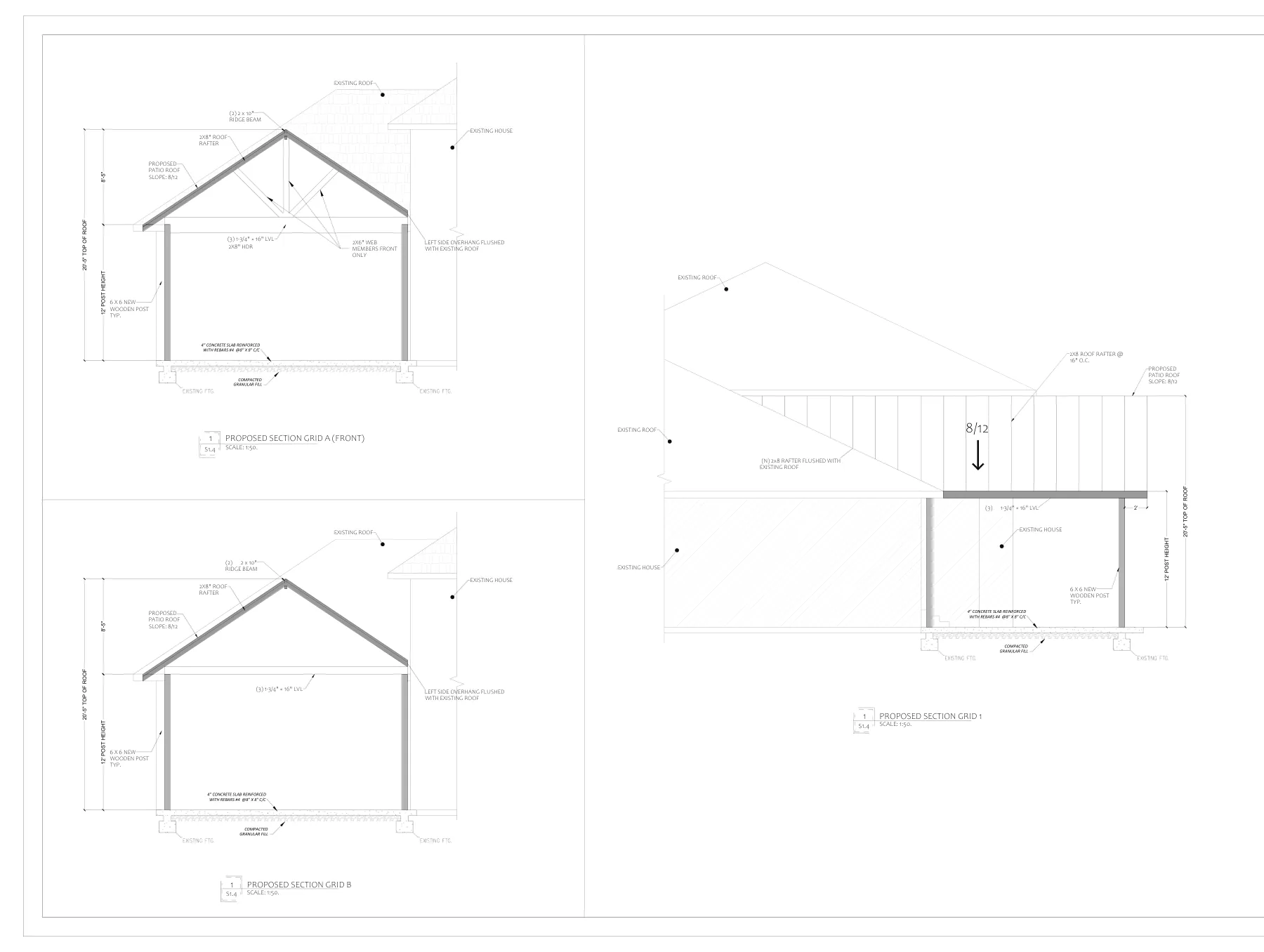 Covered Patio Addition with LVL Beams - Sections