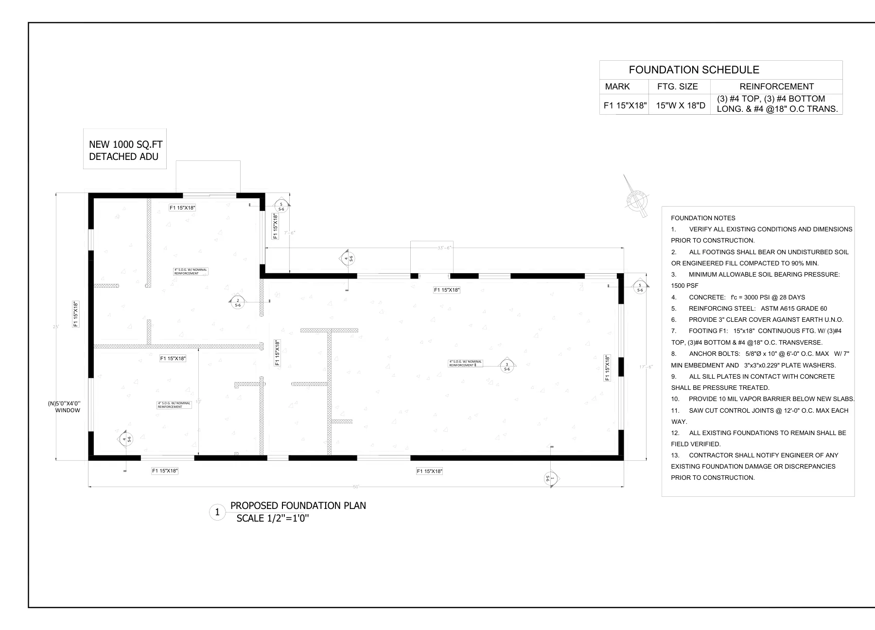 Detached ADU - Foundation plan · S-1