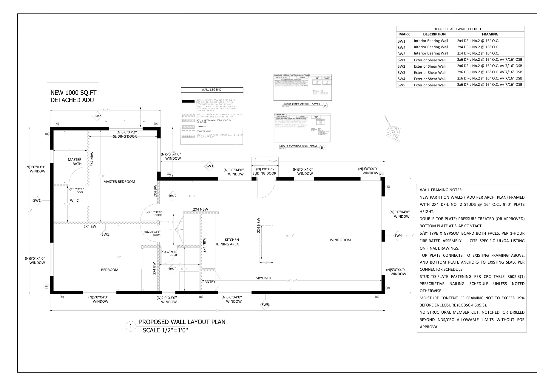 Detached ADU - Wall layout plan · S-2