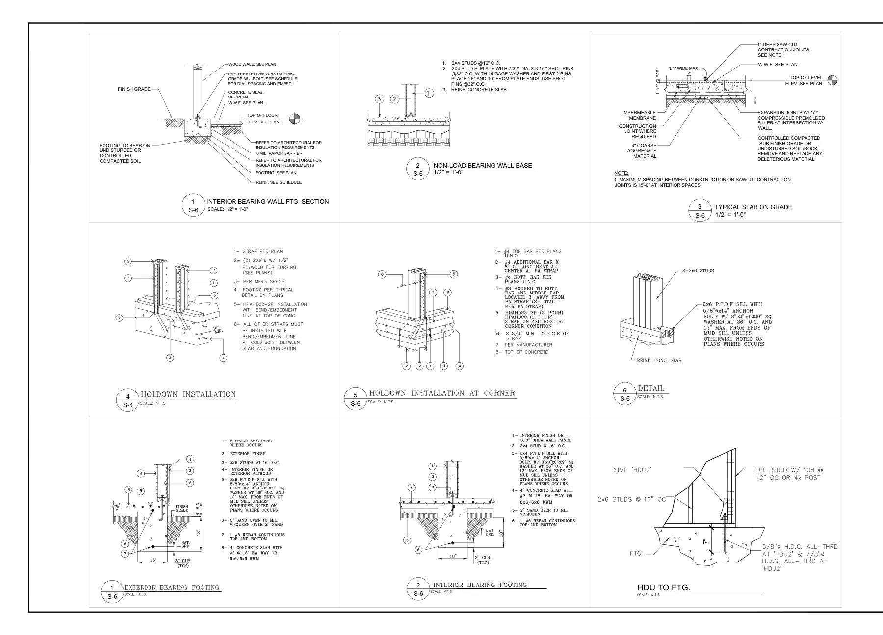 Detached ADU - Typical details · S-6