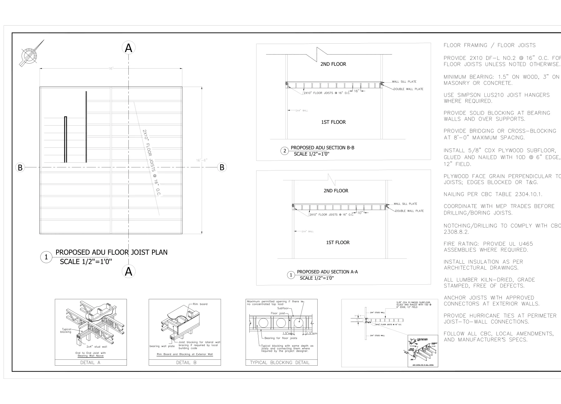 Detached Two-Story ADU - Floor joist plan · S-5