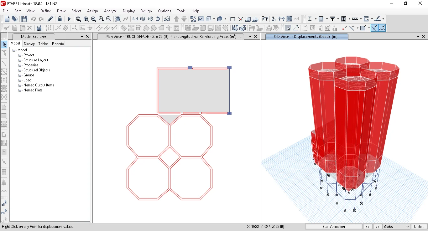 Four-Cell Octagonal Concrete Structure — ETABS Model - featured sheet