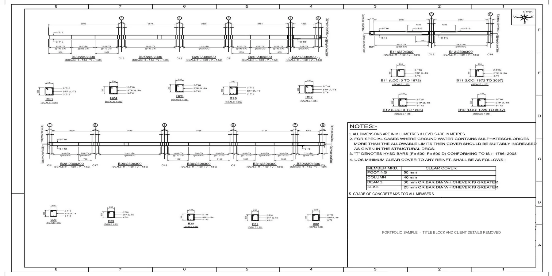 G+1 RCC Residential Building - Beam layout, sections and details