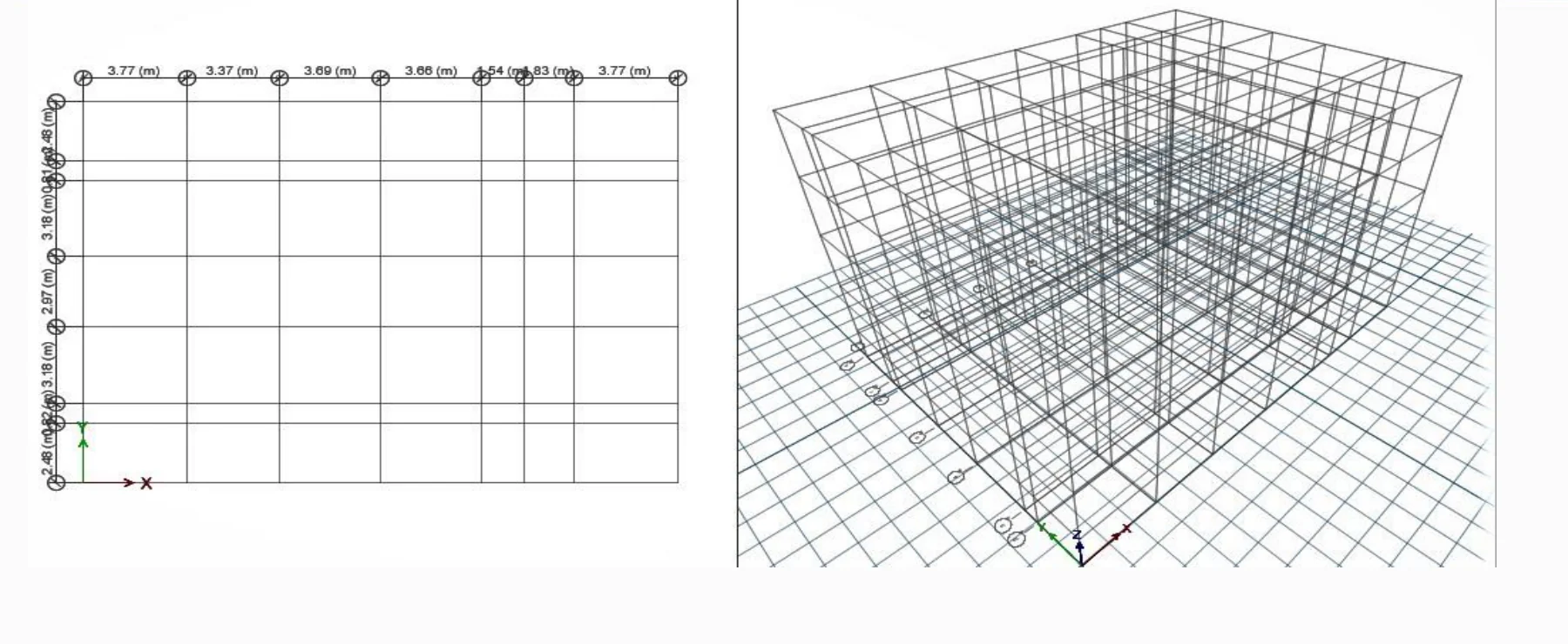 G+3 RCC Apartment Building - Grid plan and 3D model