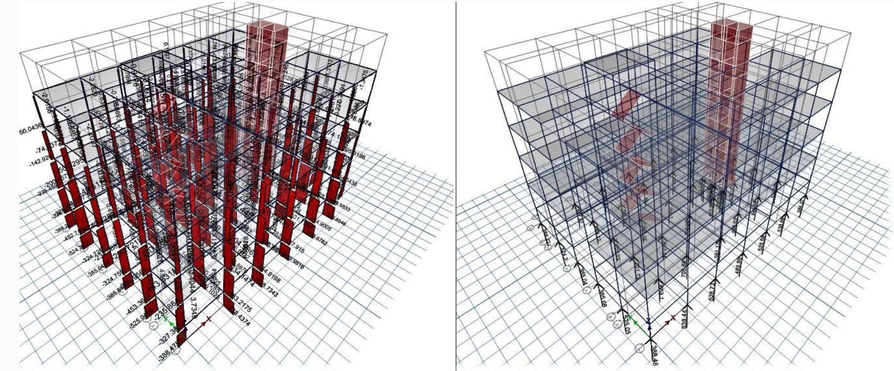 G+3 RCC Apartment Building - Axial forces and support reactions