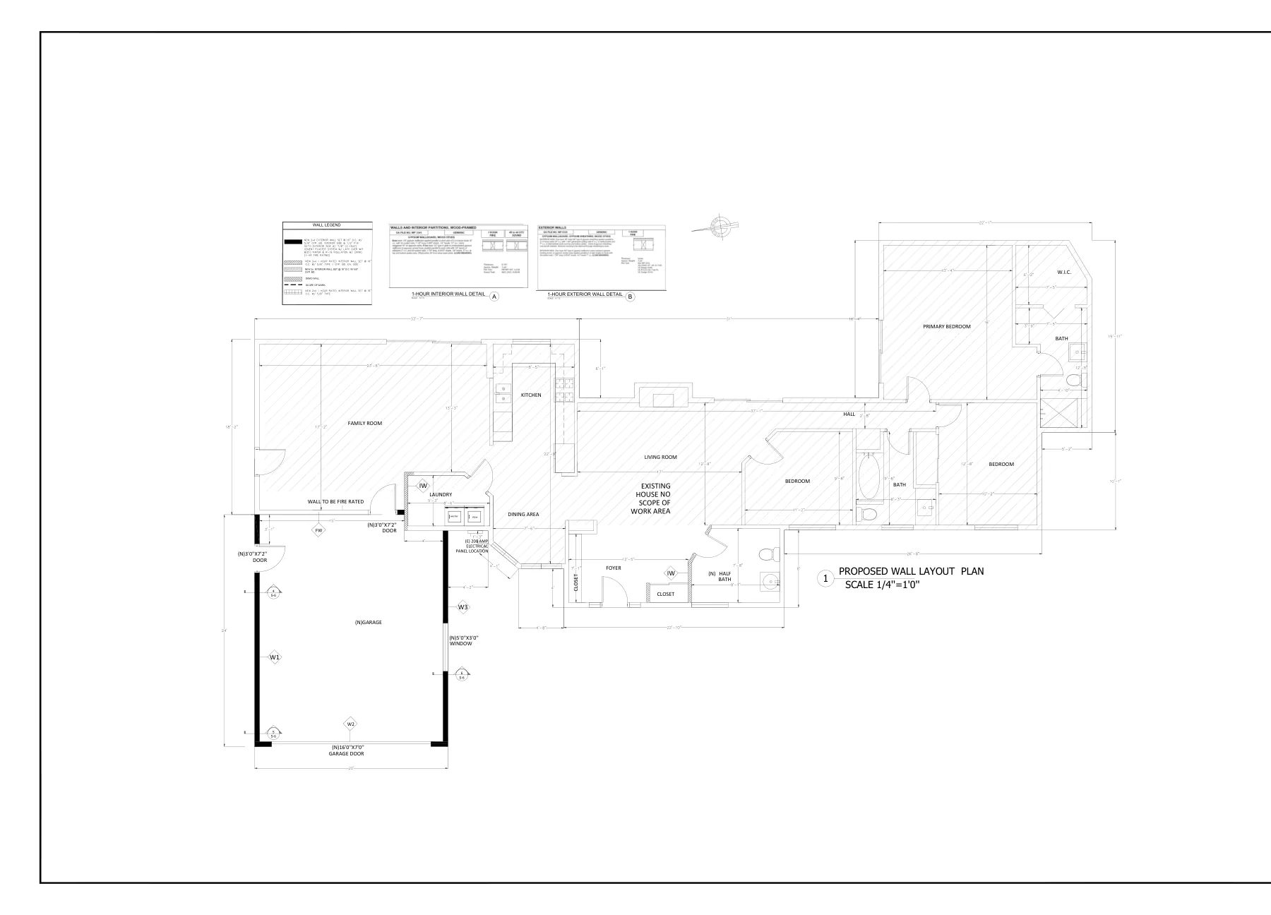 Attached Garage Addition - Wall layout plan · S-1