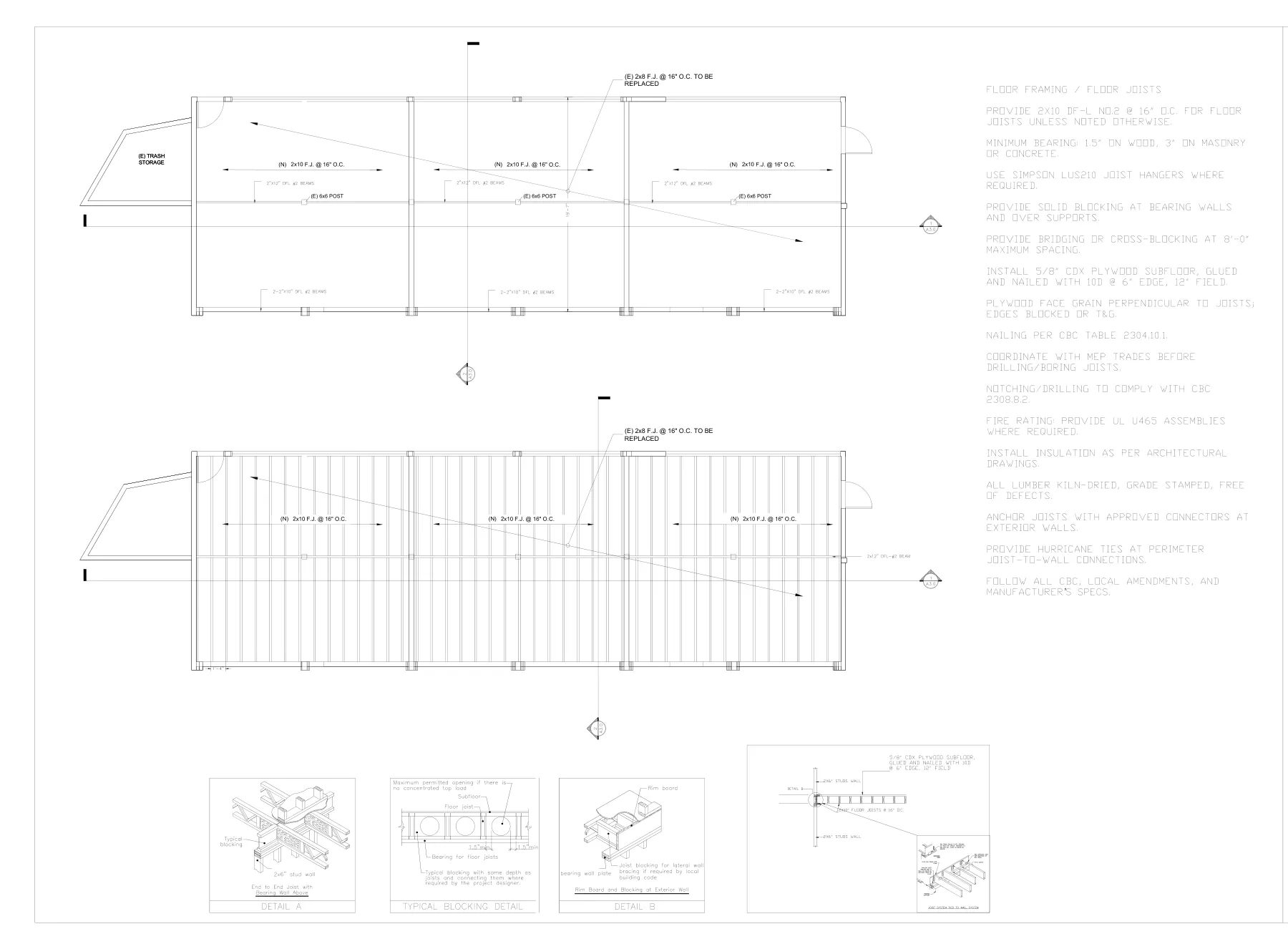 Six-Bay Garage Building Repair - Framing plans · S3