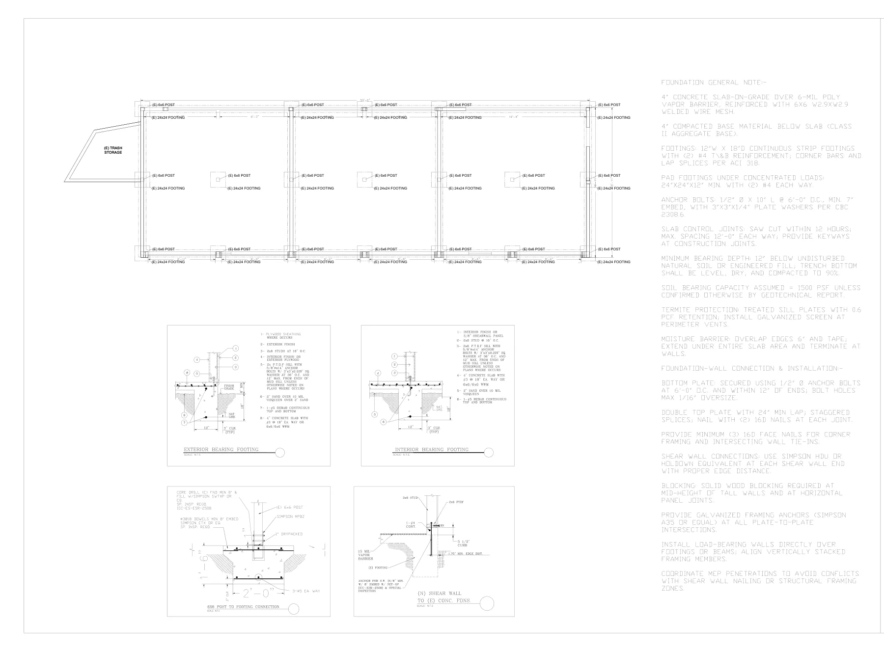 Six-Bay Garage Building Repair - Framing plan and details · S4