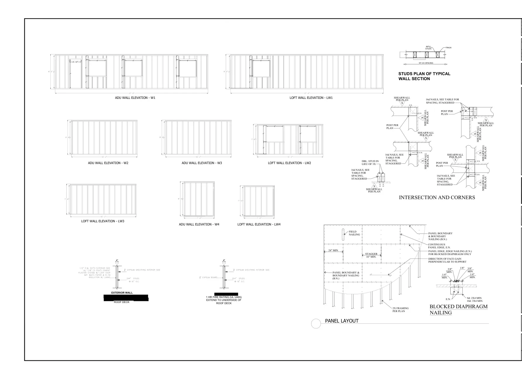 RV Garage to ADU with Loft - ADU wall elevations · S-2
