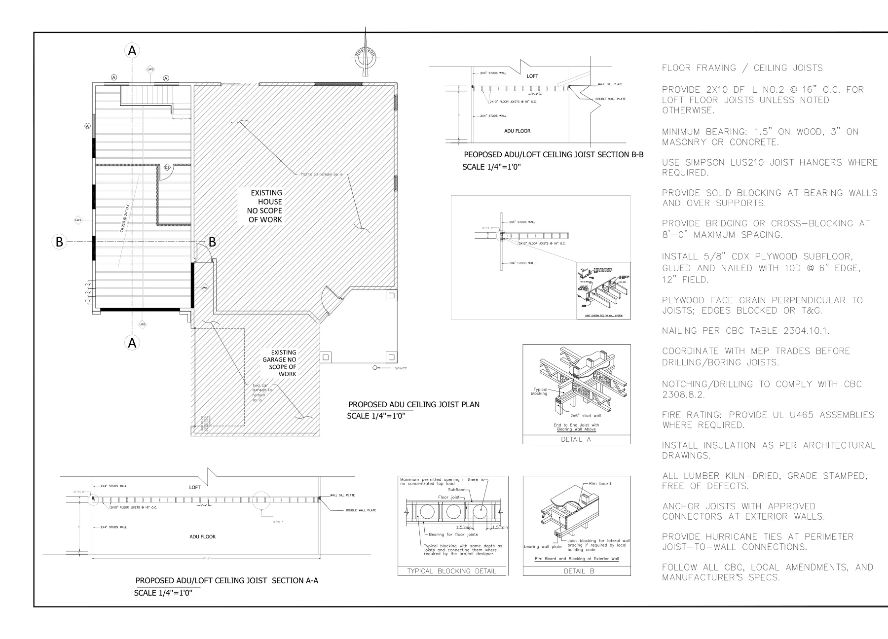 RV Garage to ADU with Loft - Floor joist plan · S-4