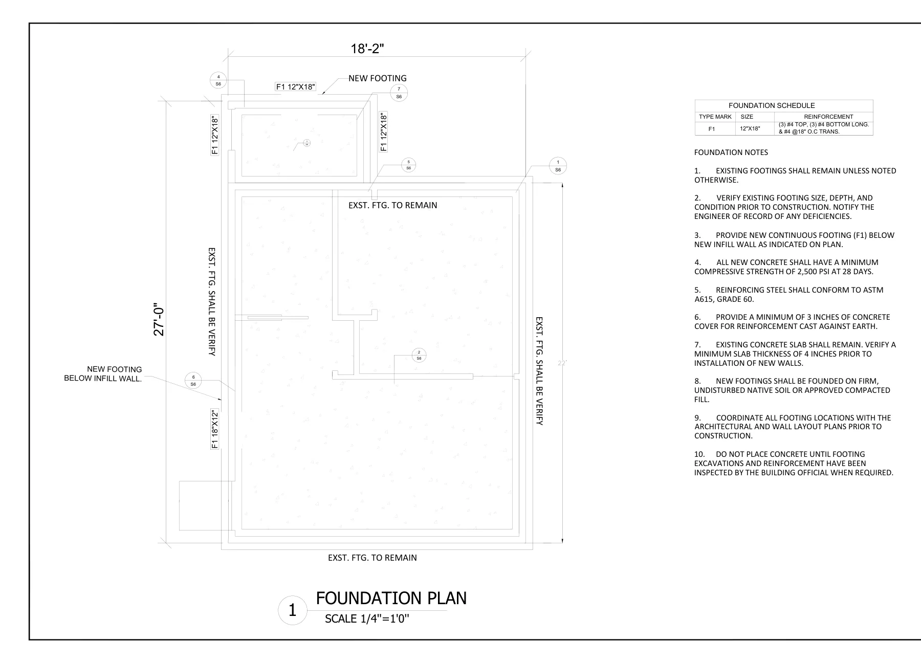 Garage-to-ADU Conversion with Connection Details - Foundation plan · S-1