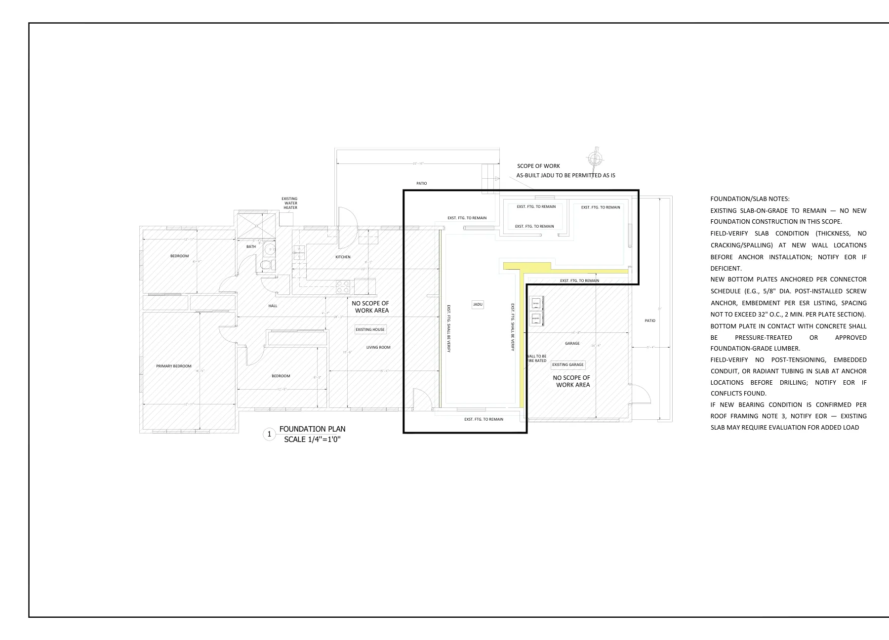 As-Built JADU Permitting - Foundation plan · S-1