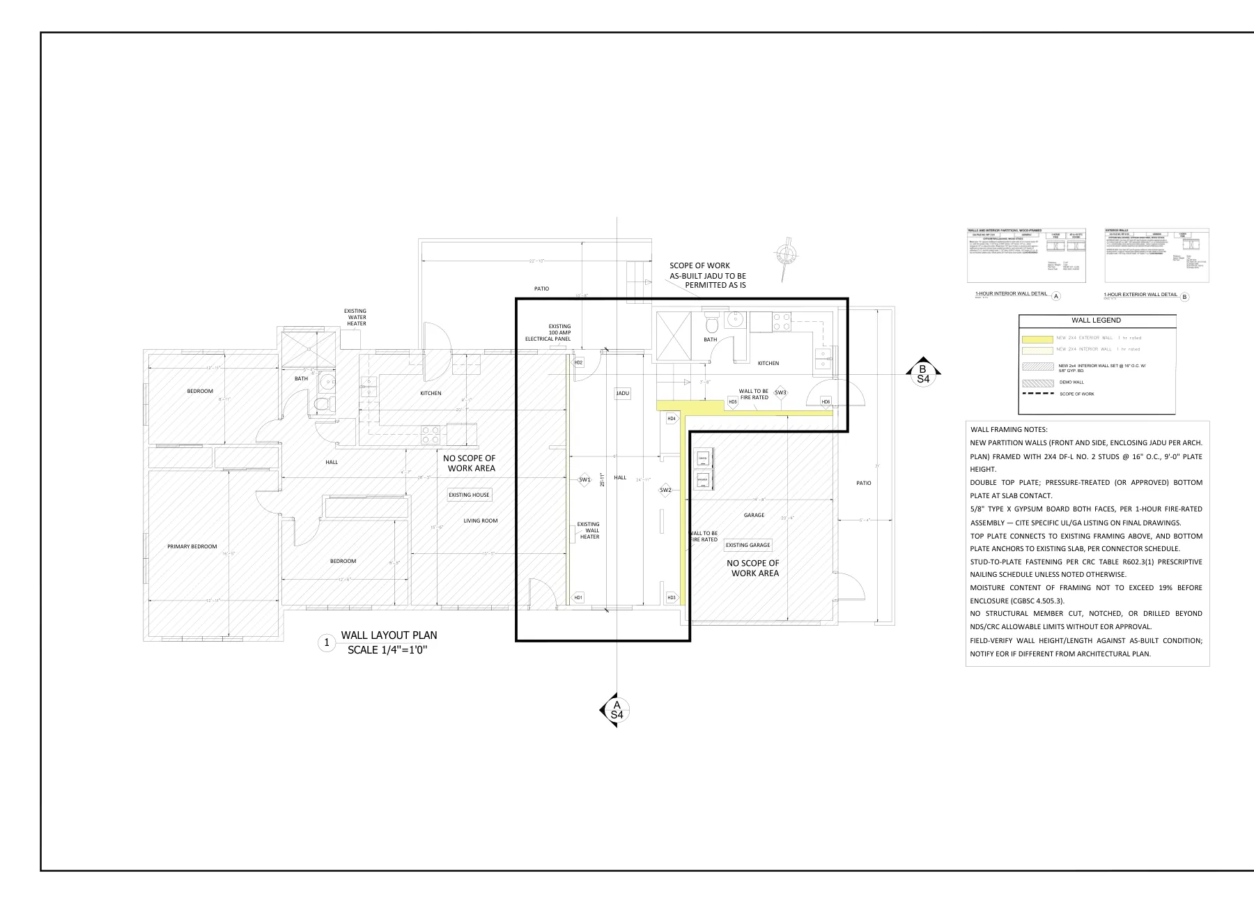 As-Built JADU Permitting - Wall layout plan · S-2