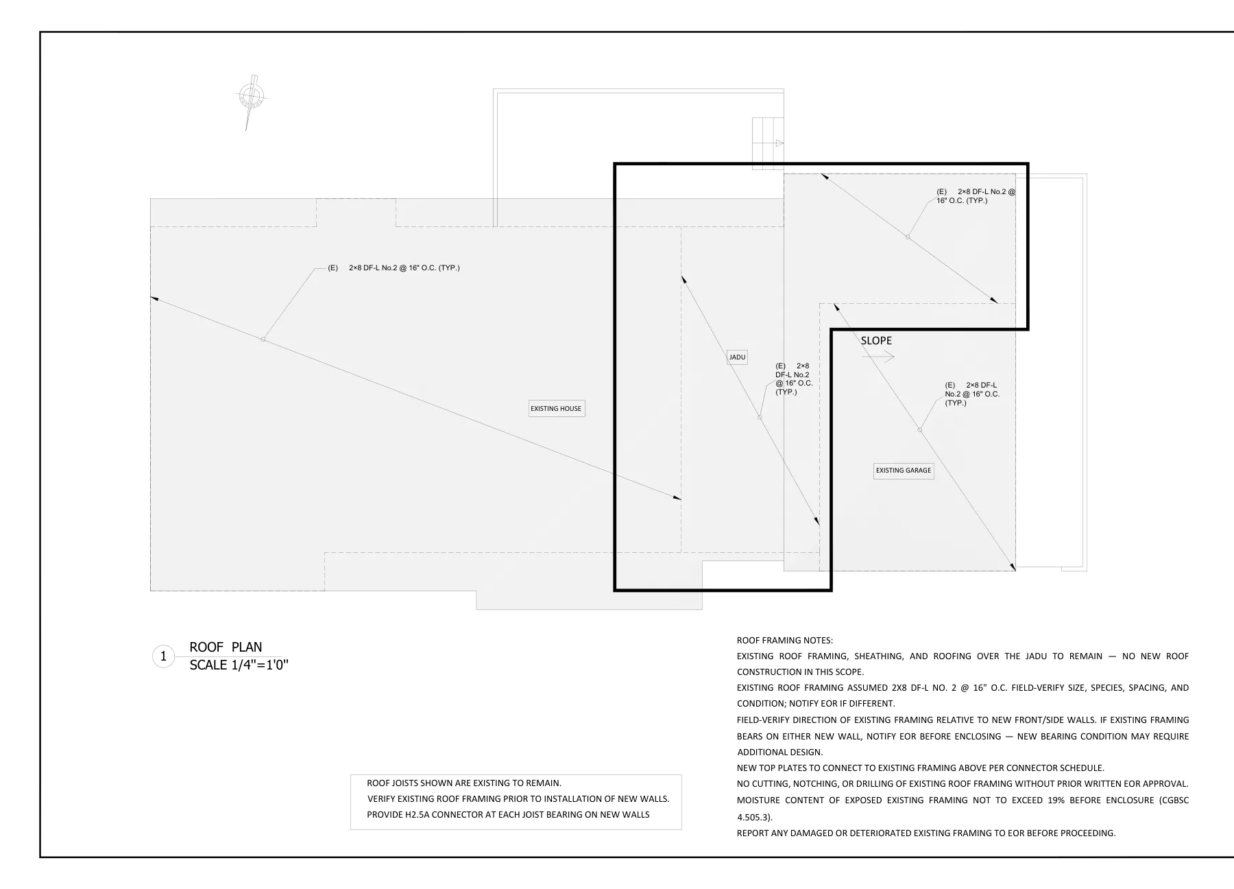 As-Built JADU Permitting - Roof framing plan · S-3