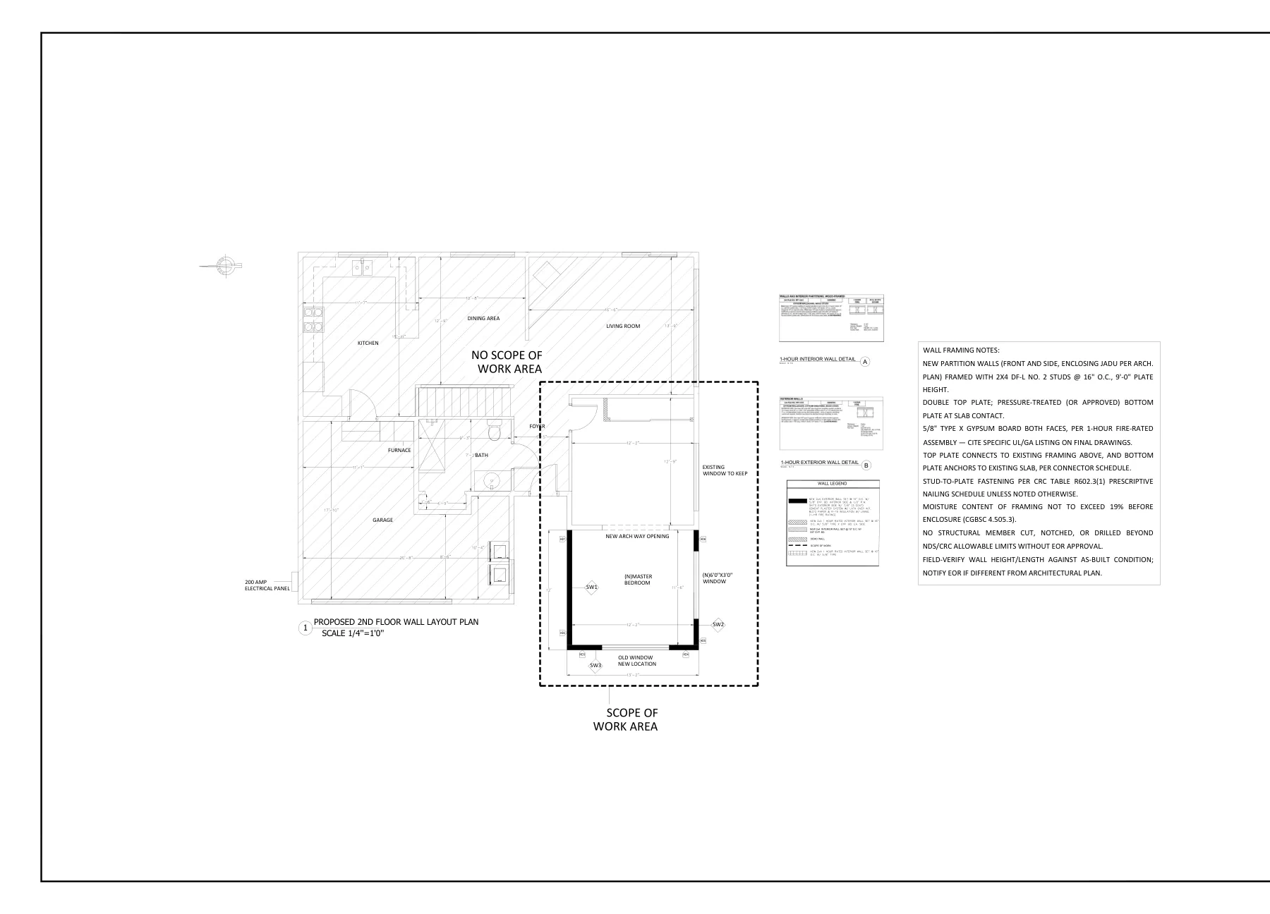 Master Bedroom Addition with CMU Foundation - Wall layout plan · S-2
