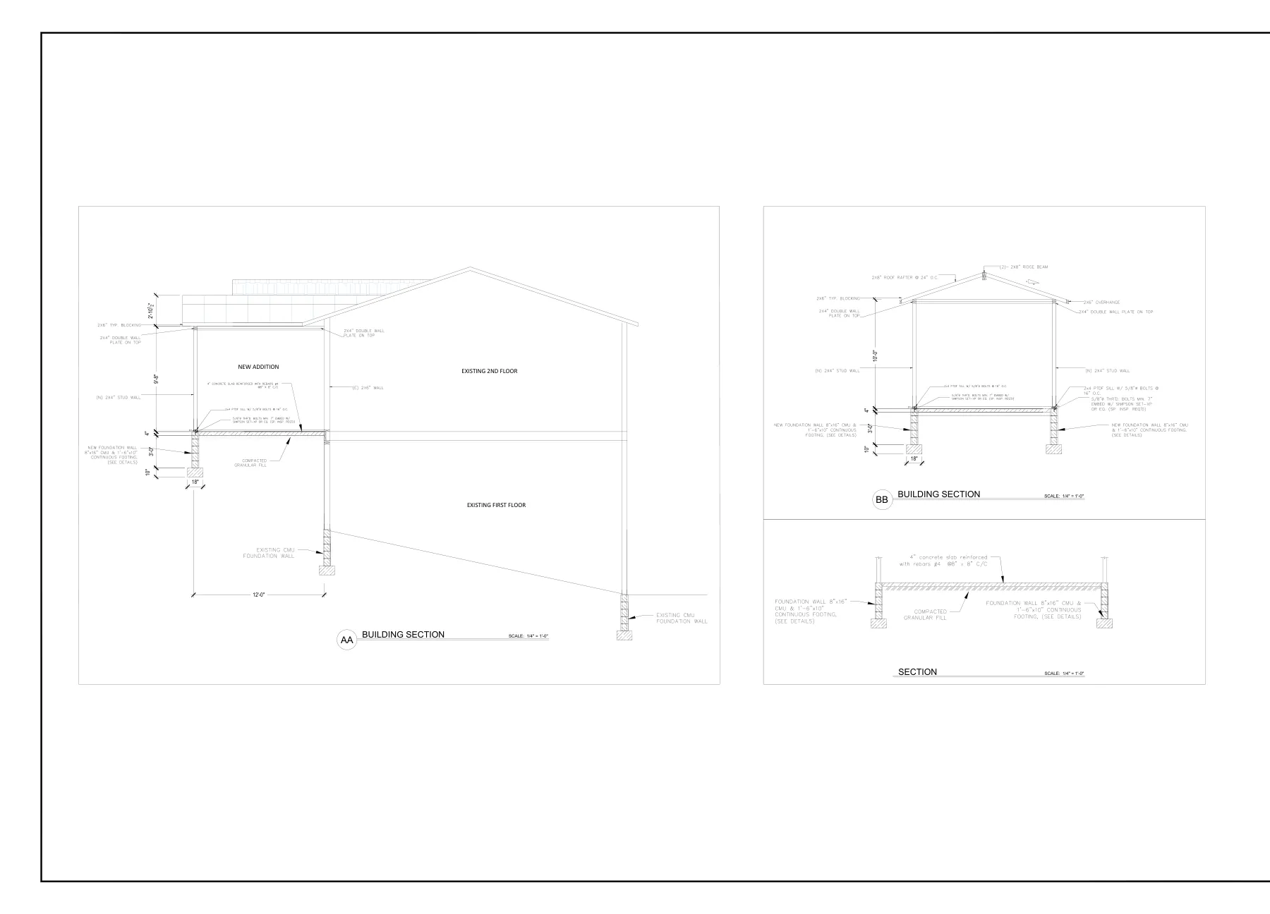 Master Bedroom Addition with CMU Foundation - Typical section details · S-4