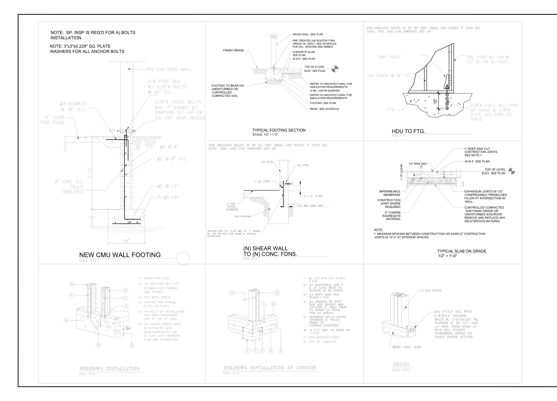 Master Bedroom Addition with CMU Foundation - Typical details · S-6