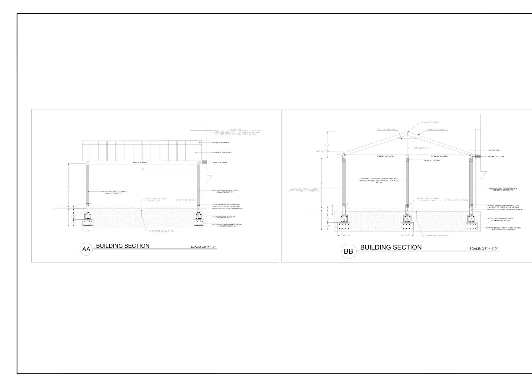 Open-Air Pavilion on HSS Posts - Building sections · S-3