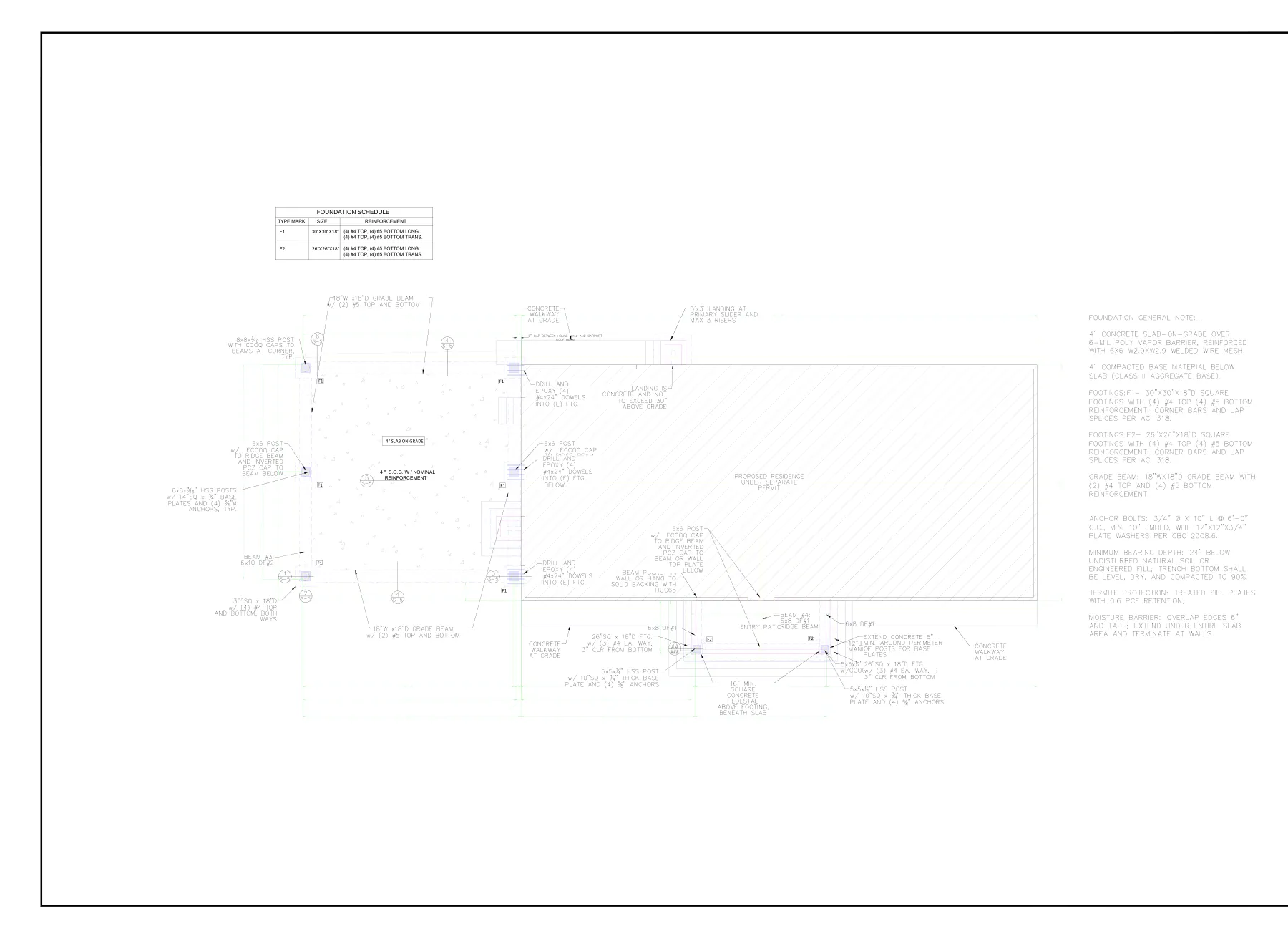 Open-Air Pavilion on HSS Posts - Foundation plan · S-1