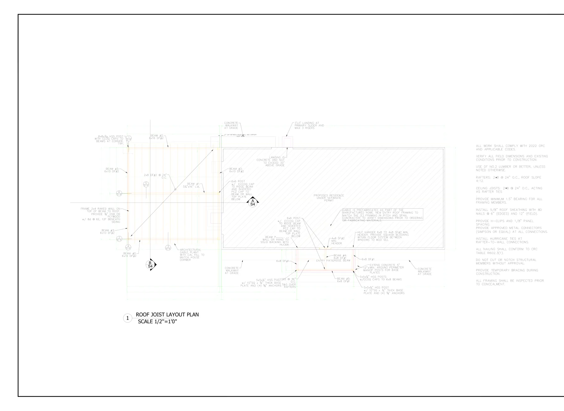Open-Air Pavilion on HSS Posts - Post layout plan · S-2