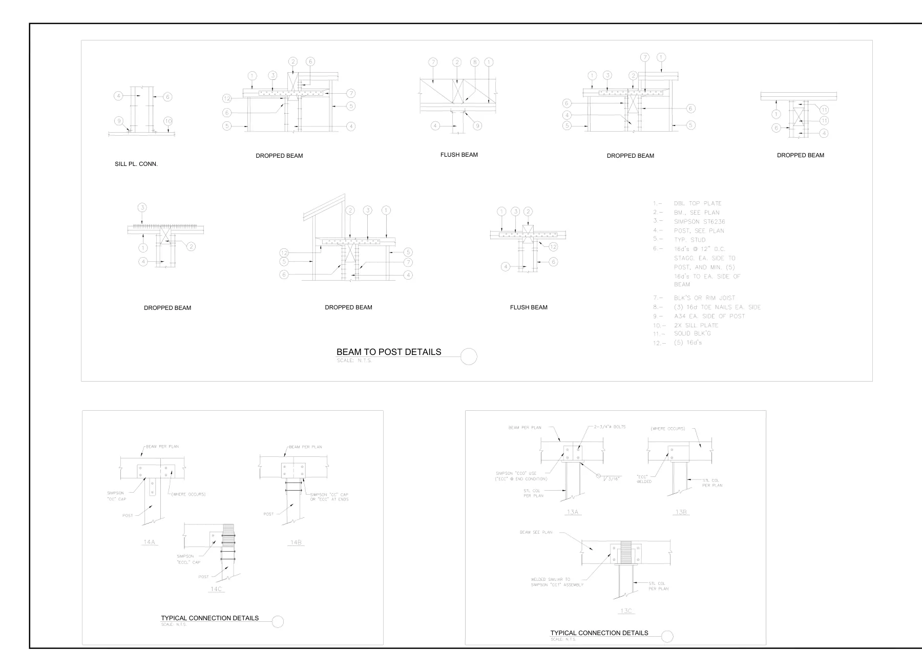 Open-Air Pavilion on HSS Posts - Beam connection details · S-6