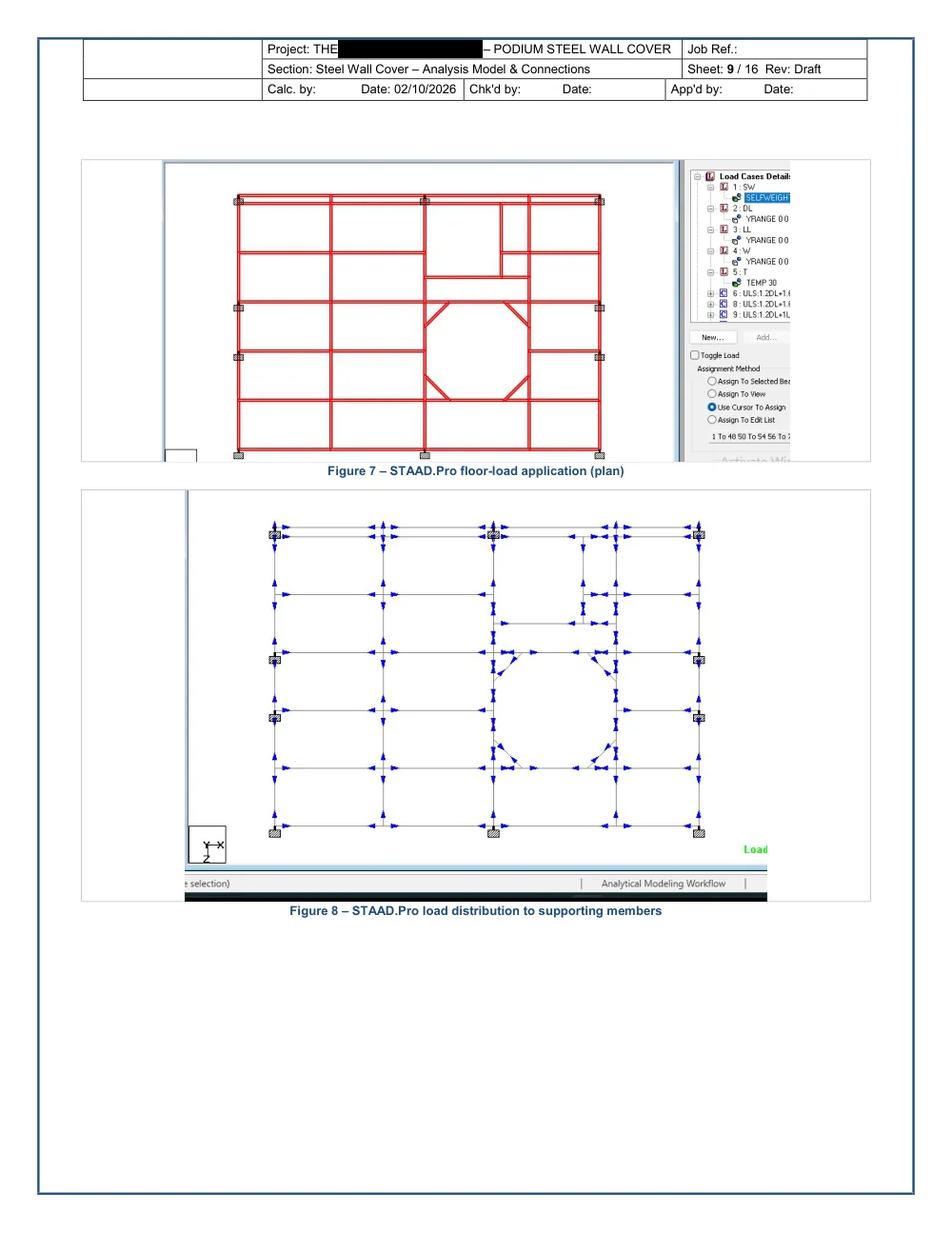 Podium Steel Wall Cover — Analysis & Connection Design - Load application on the model