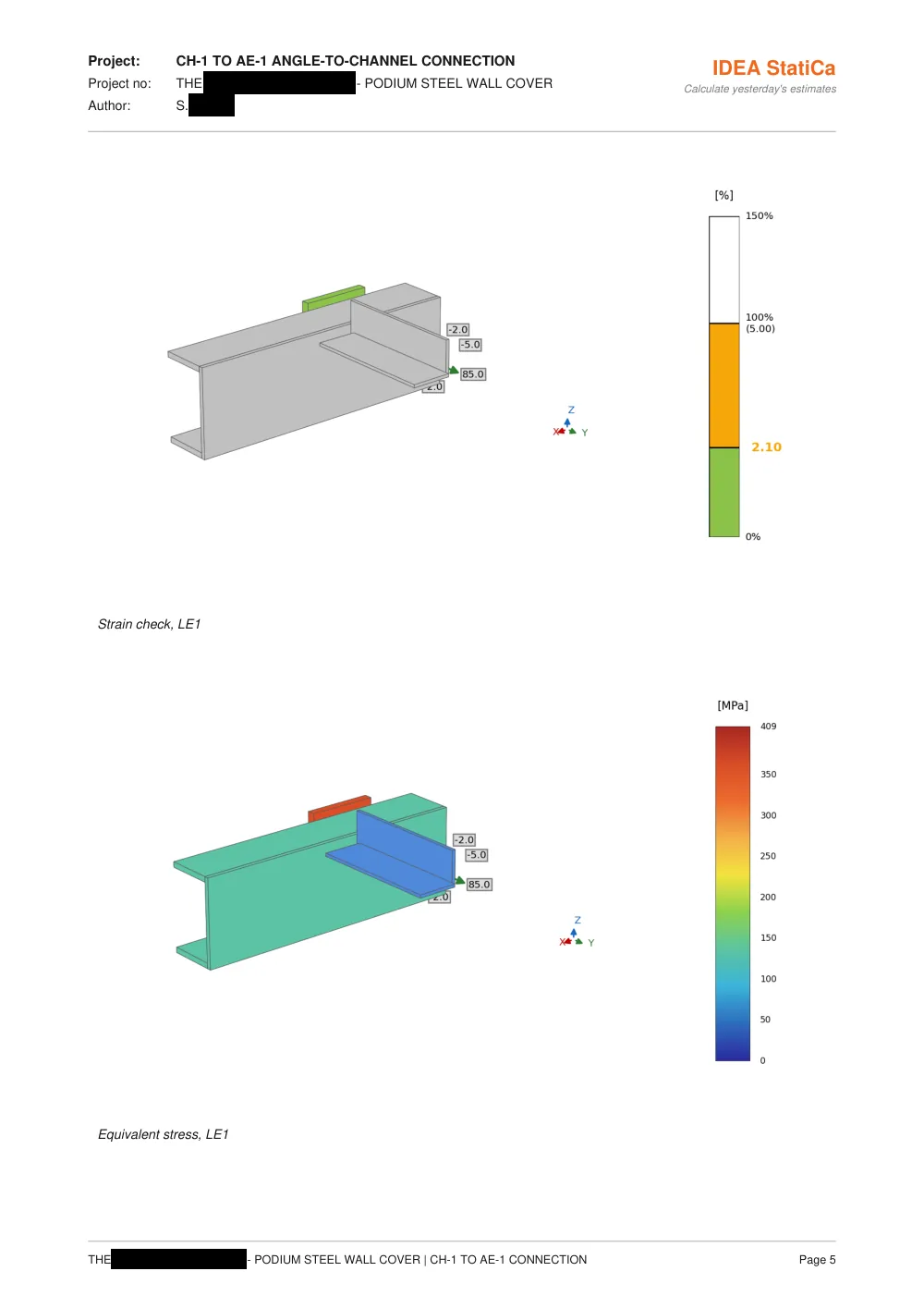 Podium Steel Wall Cover — Analysis & Connection Design - IDEA StatiCa — angle-to-channel connection model
