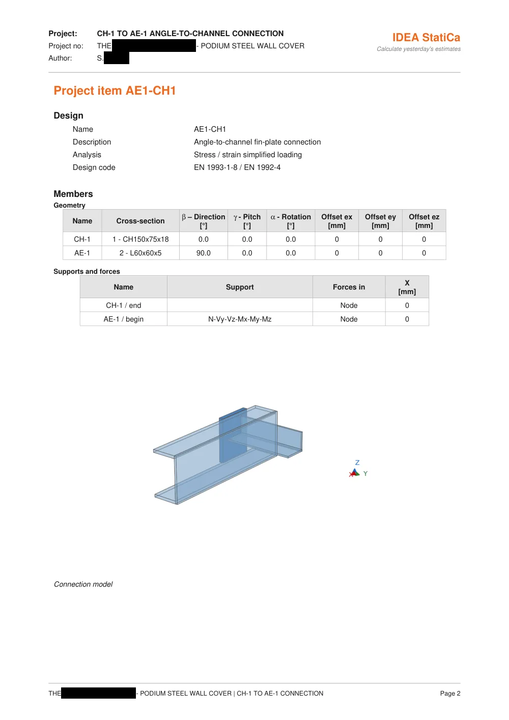 Podium Steel Wall Cover — Analysis & Connection Design - IDEA StatiCa — connection check summary