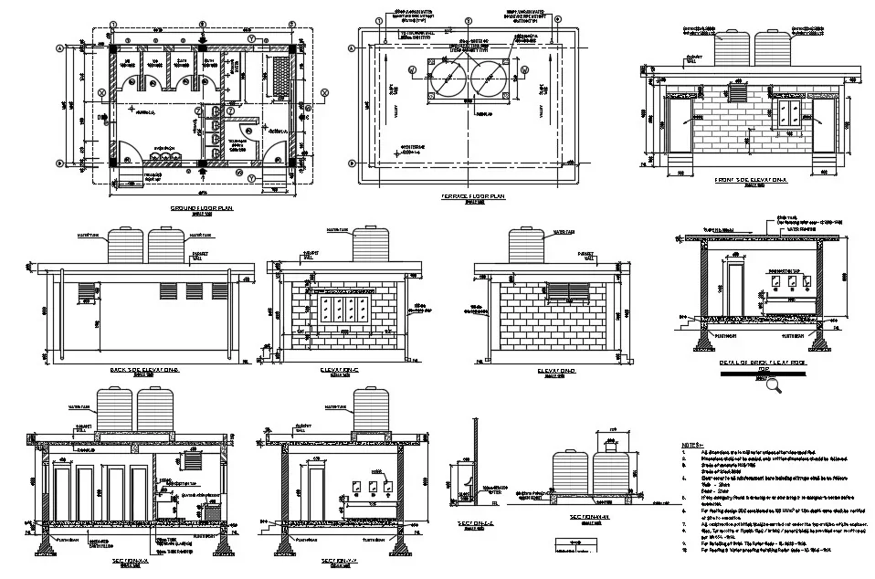 Public Toilet Block — RCC Design & Detailing - Architectural plans, elevations and sections