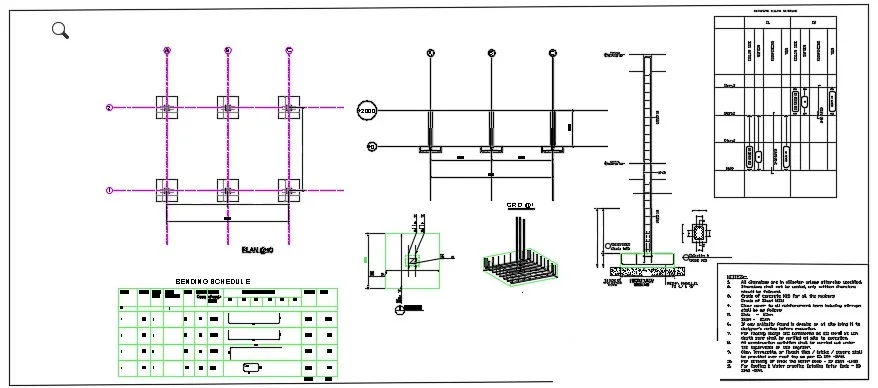 Public Toilet Block — RCC Design & Detailing - Footing layout, column details and bending schedule