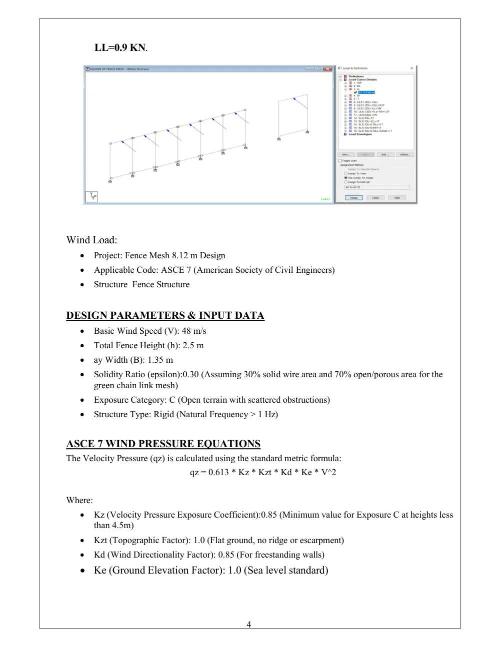 Steel Fence Base-Plate Anchorage - STAAD fence model and wind load