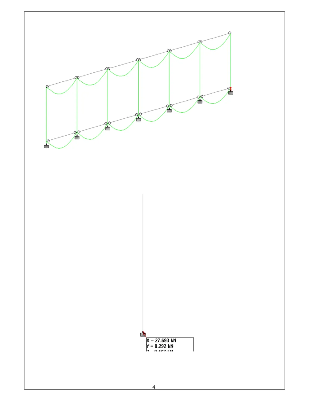 Steel Fence Base-Plate Anchorage - 3D analysis model and reactions