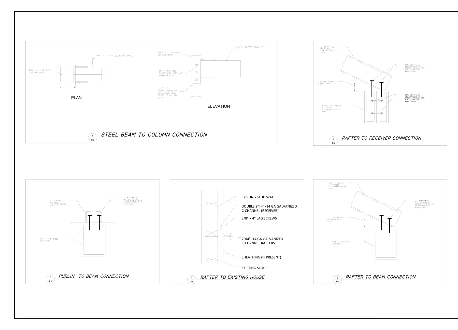 Steel Porch with Standing-Seam Metal Roof - Steel connection details