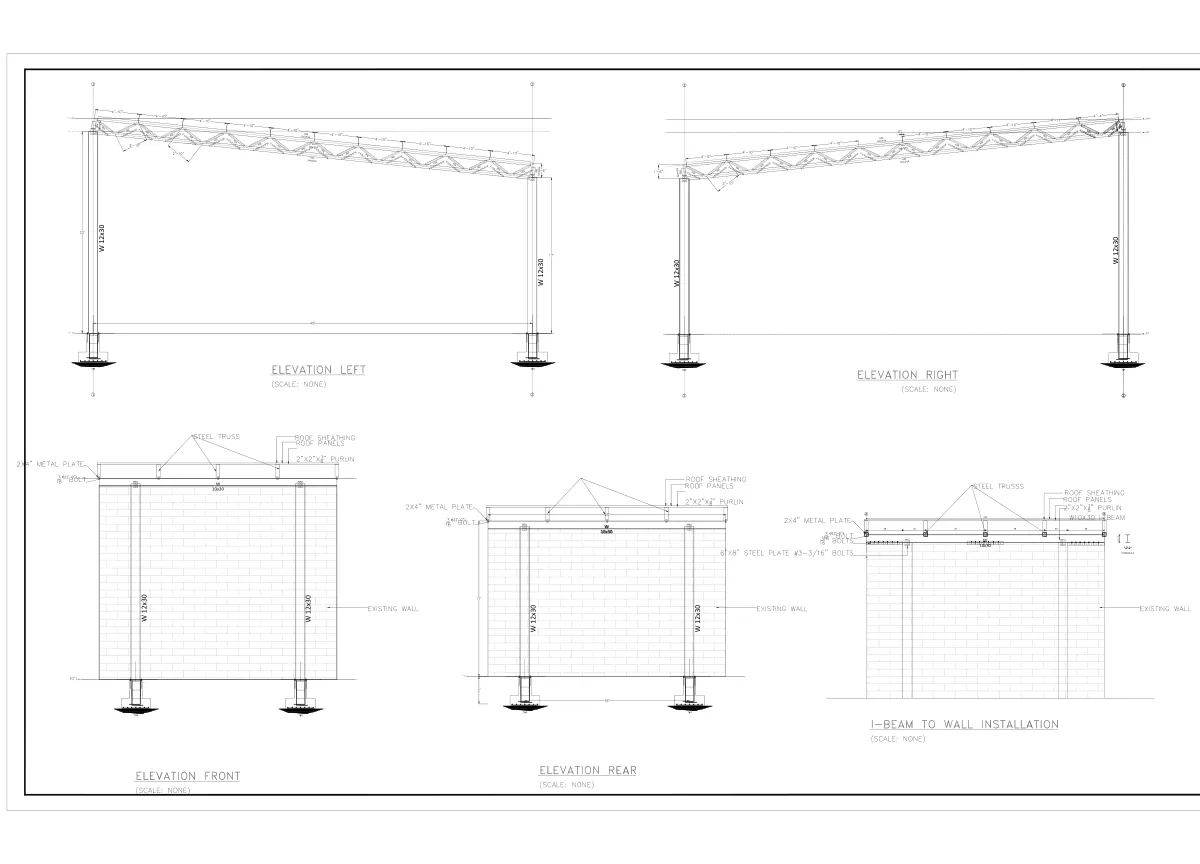 Steel Truss Canopy on Wide-Flange Columns - featured sheet