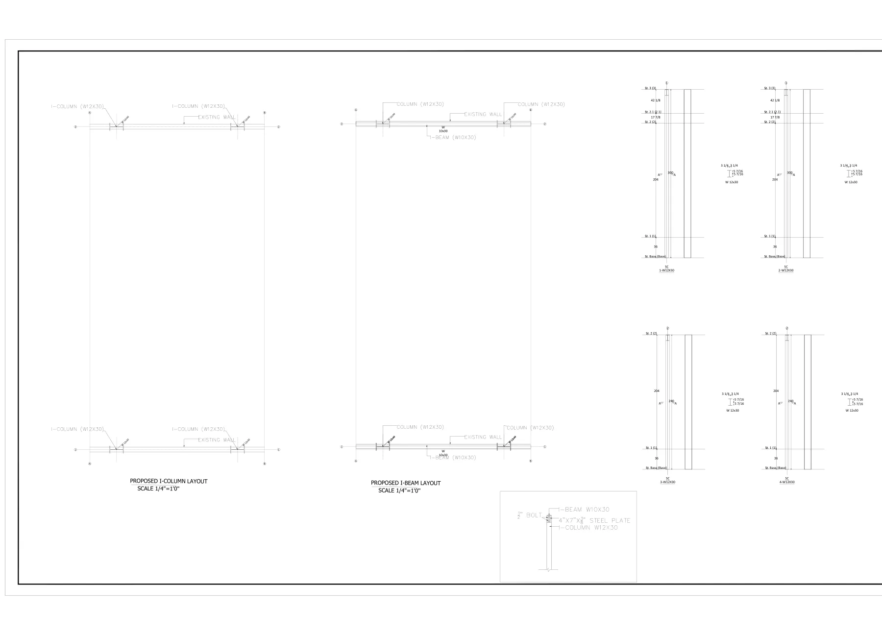 Steel Truss Canopy on Wide-Flange Columns - Layout plan · S-1